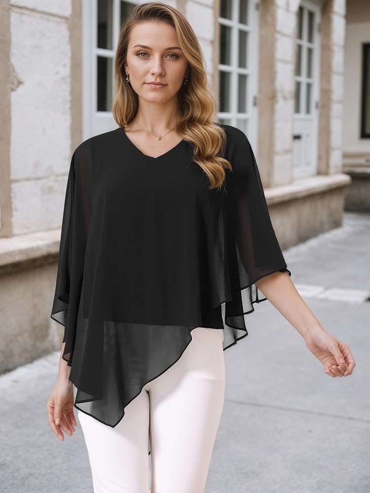 トップス acka asymmetry blouse Seta T Women's High Low Hem Long Sleeve V Neck Elastic Waist